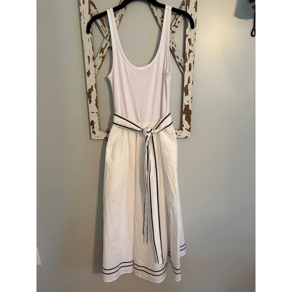 Vineyard Vines Mix‎ Media Midi Summer Sun Dress Cotton Poplin White Size XS